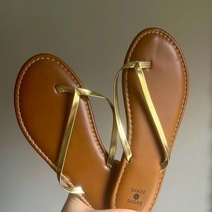 Brown and gold flip flops - shade &shore